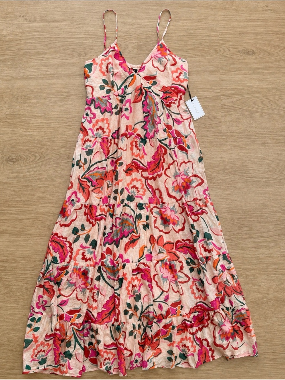 STATE Pink Floral Spaghetti-Strap Maxi Dress